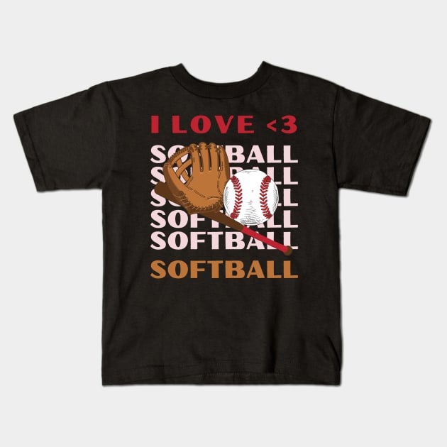 I love Softball My Favorite Softball Player Calls Me Mom Gift for Softball Kids T-Shirt by BoogieCreates